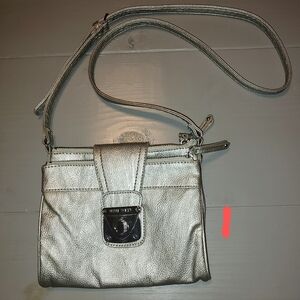Silver Metallic Crossbody Shoulder Purse Bag Nine West